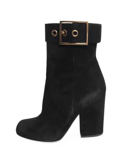 Pre-owned Gucci Buckle-detail Ankle Boots In Black