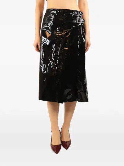 Pre-owned Gucci Buckle-detail Midi Skirt In Black