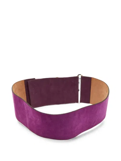 Pre-owned Gucci Buckle-detail Suede Belt In Purple