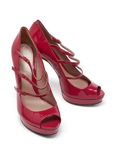 Pre-owned Gucci Buckle-fastening Strappy Platform Pumps In Pink