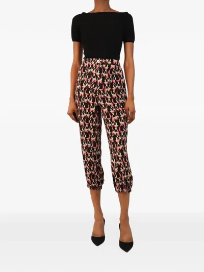 Pre-owned Gucci Bulldog-print Cropped Trousers In Black