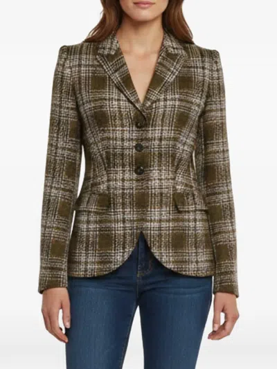 Pre-owned Gucci Bupa Check-pattern Blazer In Green