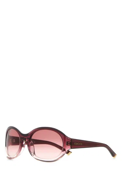 Gucci Women Red Round Gradient Sunglasses