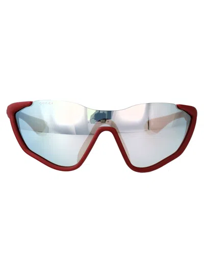 Gucci Burgundy-burgundy-silver Injection Sunglasses In Red