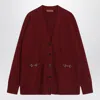 Gucci Knit Cardigan Featuring Horsebit Detail In Burgundy