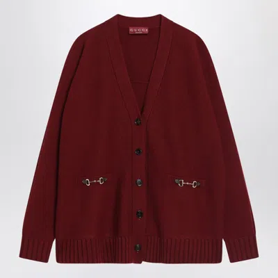 GUCCI GUCCI BURGUNDY CARDIGAN IN WOOL AND CASHMERE WOMEN