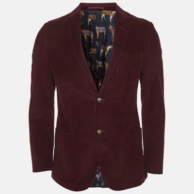 Pre-owned Gucci Burgundy Corduroy Regular Fit Blazer S