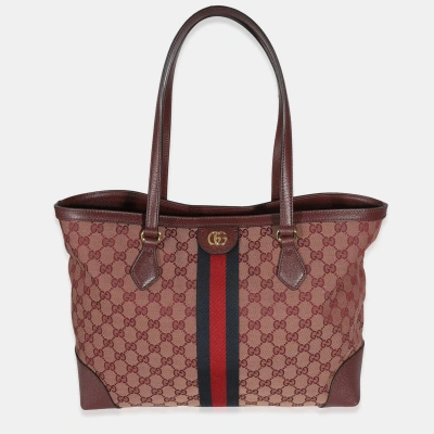 Pre-owned Gucci Burgundy Gg Canvas Medium Ophidia Tote