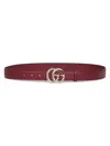 Gucci Burgundy Gg Marmont Thin Belt
