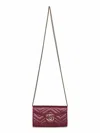 Gucci Women Burgundy Gg Marmont Wallet On Chain In Red