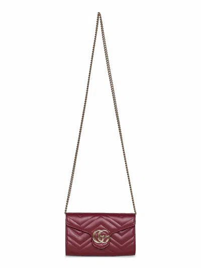 Gucci Burgundy Gg Marmont Wallet On Chain