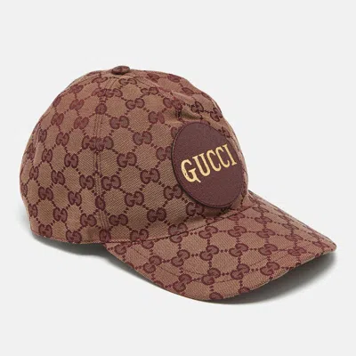 Pre-owned Gucci Burgundy Gg Supreme Canvas Baseball Cap L