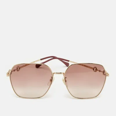 Pre-owned Gucci Burgundy Gradient Gg882sa Horsebit Square Sunglasses