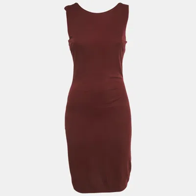 Pre-owned Gucci Burgundy Jersey Sleeveless Short Dress S