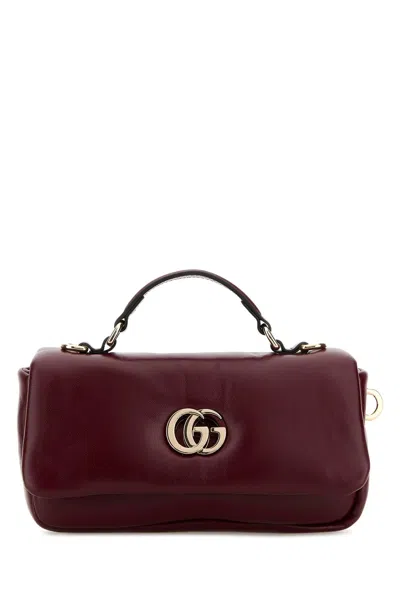 Gucci Burgundy Leather Handbag In Red