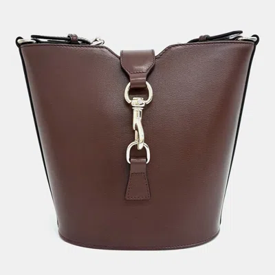 Pre-owned Gucci Burgundy Leather Mini Bucket Shoulder Bag