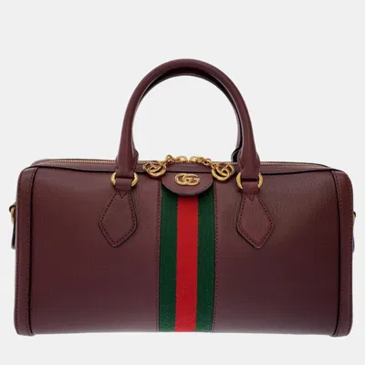 Pre-owned Gucci Burgundy Leather Ophidia Satchel
