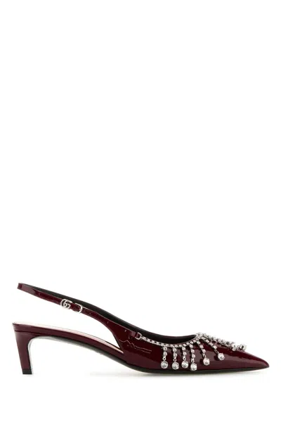 Gucci Burgundy Leather Pumps In Red