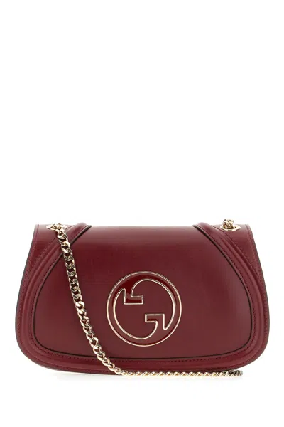 Gucci Burgundy Leather Small Blondie Shoulder Bag In Red