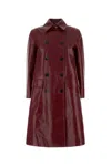 Gucci Womens Rosso Ancora Double-breasted Two-flap-pockets Leather Coat In Rossoancora