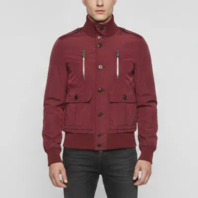 Pre-owned Gucci Burgundy Nylon Web Stripe Bomber Jacket Xs