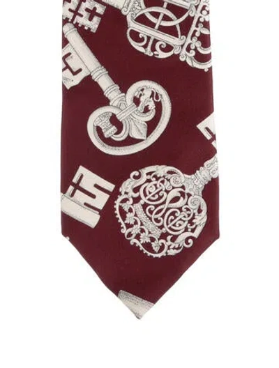 Pre-owned Gucci Burgundy Pattern Tie In Burgundy/white