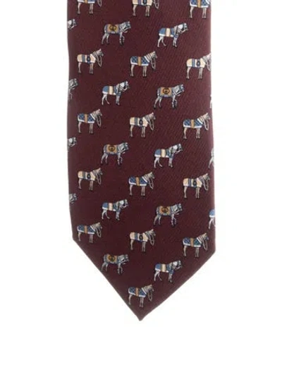 Pre-owned Gucci Burgundy Patterned Tie
