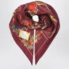 Gucci Burgundy Silk Scarf With Flora Print Women In Red