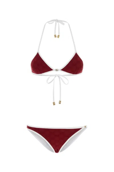 Gucci Burgundy Stretch Terry Fabric Bikini