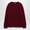 Gucci Red Crewneck Sweater With Web Detail In Ribbed Wool Blend Man
