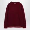 Gucci Red Crewneck Sweater With Web Detail In Ribbed Wool Blend Man In Red
