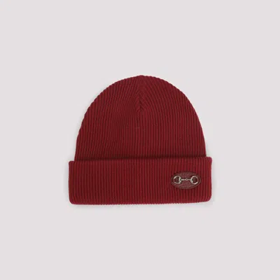 GUCCI GUCCI BURGUNDY WOOL BEANIE HAT