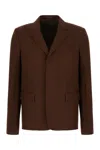 Gucci Wool Twill Single-breasted Jacket In Brown