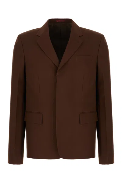 Gucci Wool Twill Single-breasted Jacket In Brown