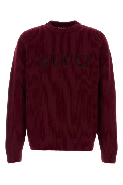 Gucci Burgundy Wool Blend Sweater In Brown