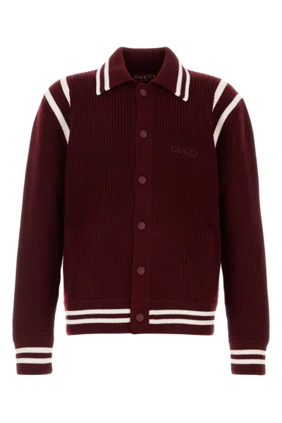 GUCCI BURGUNDY WOOL CARDIGAN
