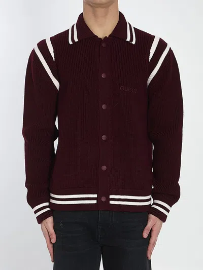 GUCCI GUCCI BURGUNDY WOOL CARDIGAN