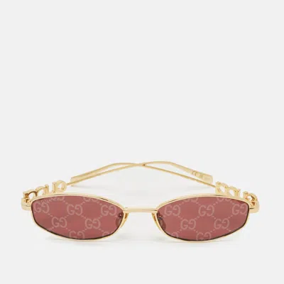 Pre-owned Gucci Burgundy/gold Tone Gg1802s Oval Sunglasses