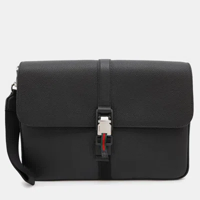 Pre-owned Gucci Business Bag Black Leather Size Medium