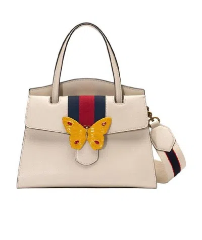 Gucci Butterfly Decorated Handbag In Nude