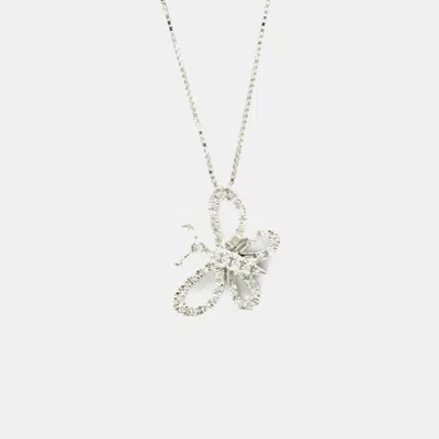Pre-owned Gucci Butterfly Diamond Necklace White Gold 18k Diamond Fashion Pendant Necklace Silver