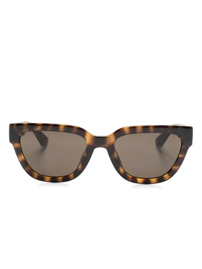 Gucci Butterfly-frame Sunglasses In 褐色