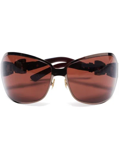 Pre-owned Gucci Butterfly-frame Sunglasses In Brown