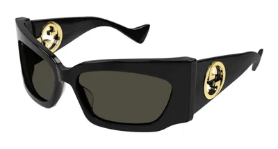 Pre-owned Gucci Butterfly Frame Sunglassesfr) In Black/grey (gg1412s/001