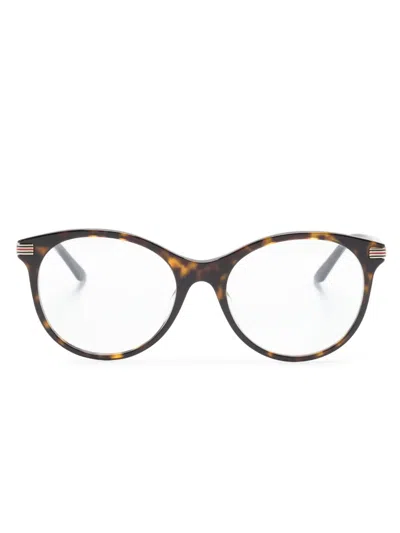 Gucci Butterfly-frame Tortoiseshell Glasses In Brown