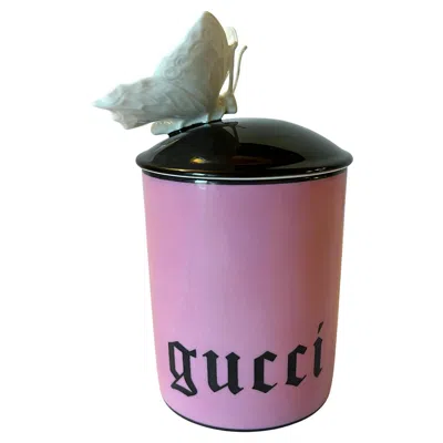 Pre-owned Gucci Butterfly Scented Candle In Pink Porcelain, Made In Italy