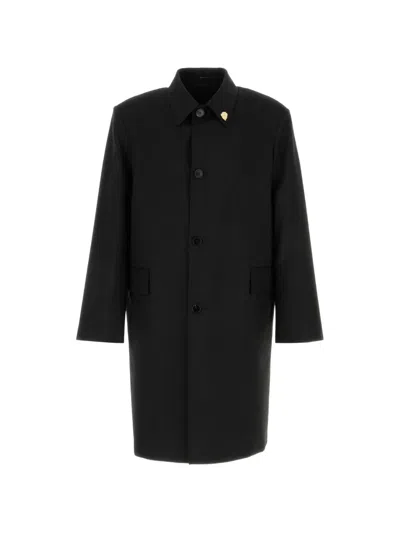 Gucci Black Polyester Blend Coat In Gray