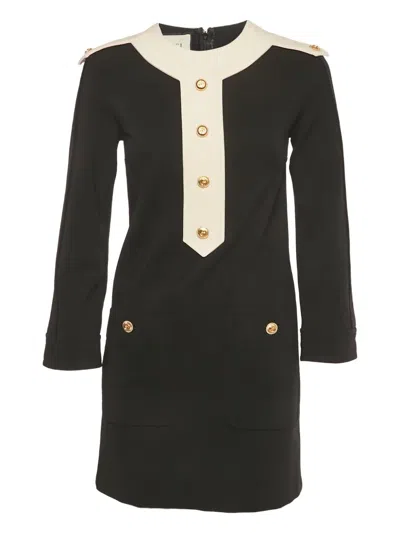 Pre-owned Gucci Button-detail Crepe Dress In Black