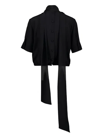 Gucci Button-fastening Short-sleeve Blouse In Black