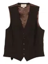 Gucci Button-fastening Wool -blend Waistcoat In Brown